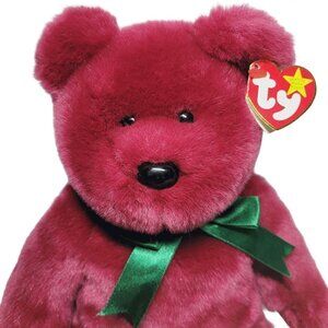 Vintage TY Teddy The Beanie Baby~The Beanie Buddies Collection~Lmtd Cranberry